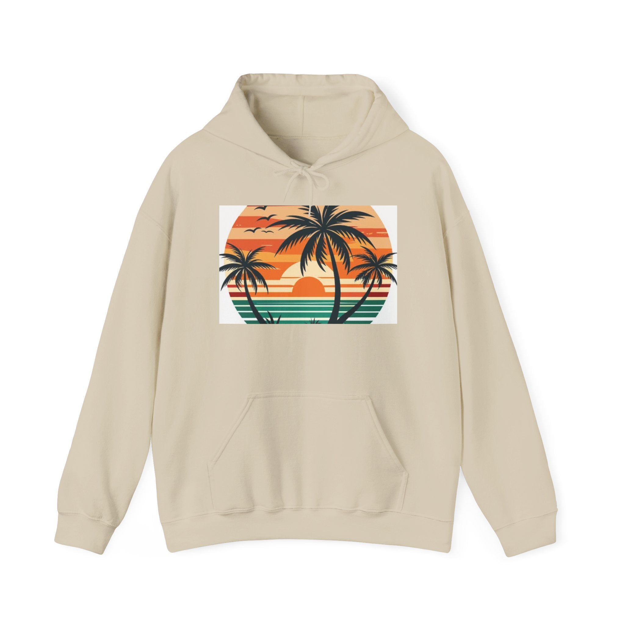 Sunset Palm Hoodie – Retro Beach Sunset Pullover
