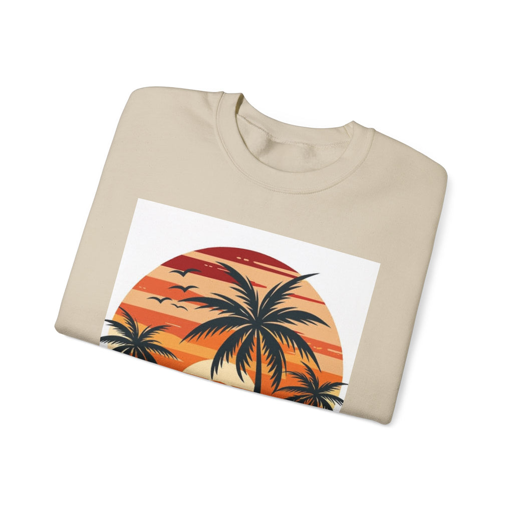 Retro Palm Sunset Sweatshirt — Vintage Tropical Crewneck