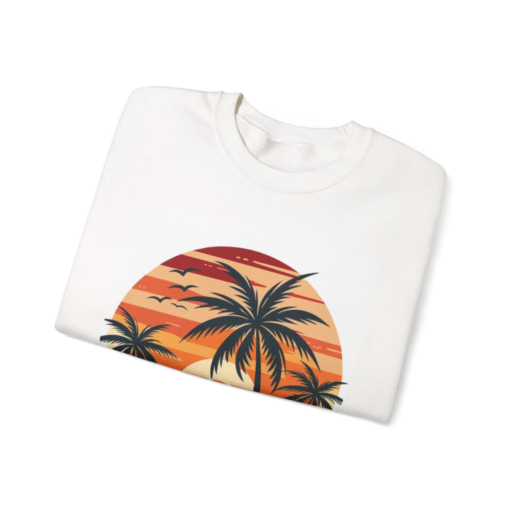 Retro Palm Sunset Sweatshirt — Vintage Tropical Crewneck