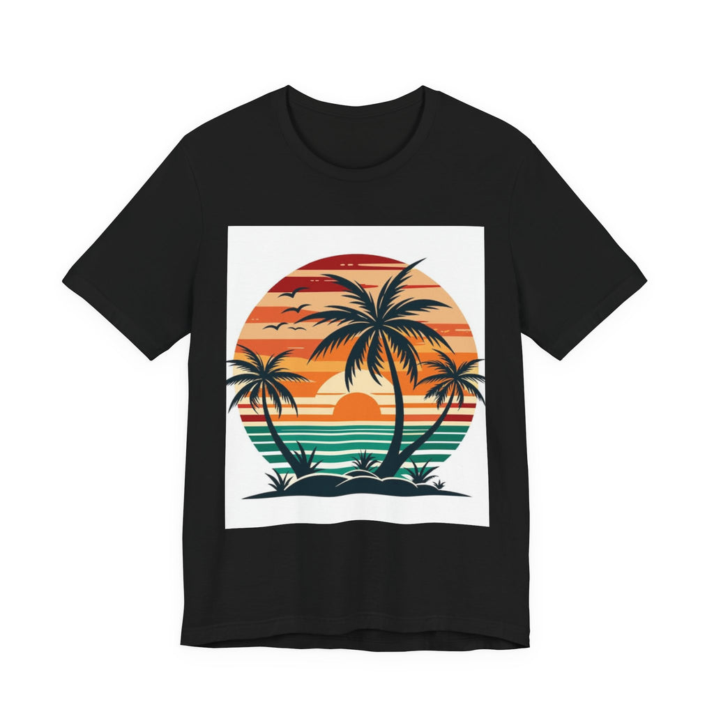 Retro Sunset Palm T-Shirt — Vintage Beach Vacation Tee