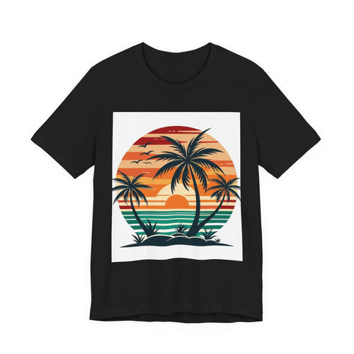 Retro Sunset Palm T-Shirt — Vintage Beach Vacation Tee