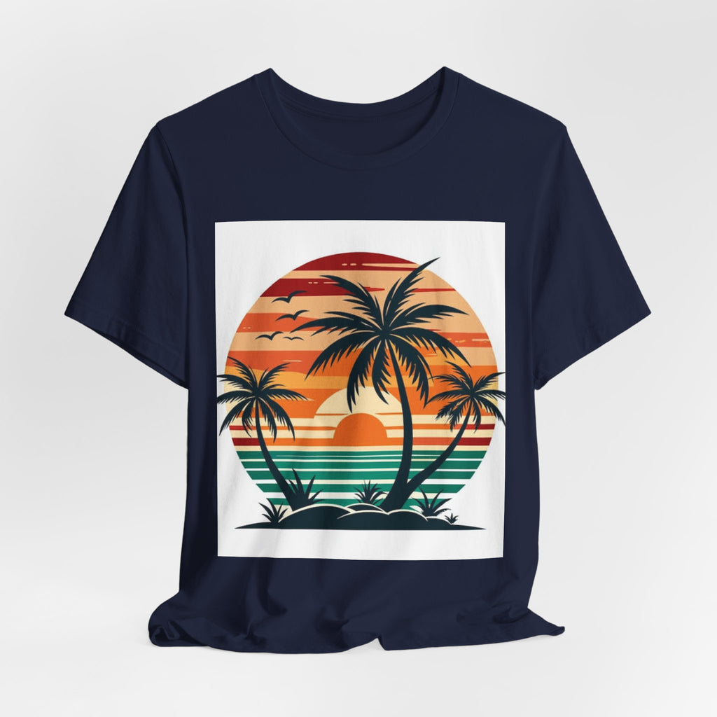 Retro Sunset Palm T-Shirt — Vintage Beach Vacation Tee