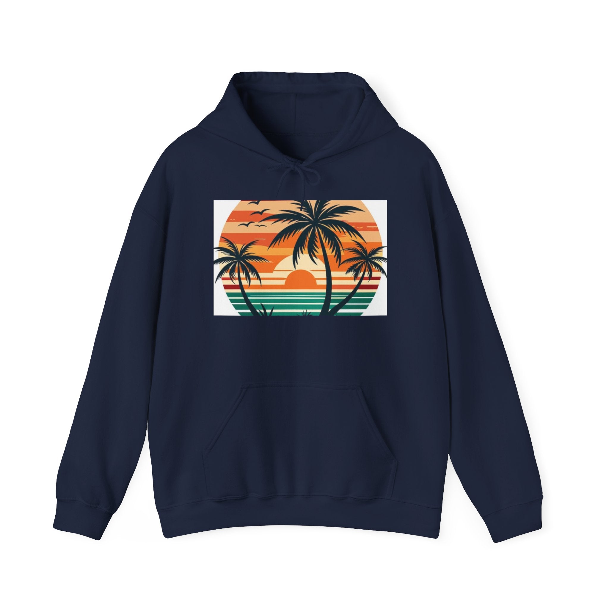 Sunset Palm Hoodie – Retro Beach Sunset Pullover
