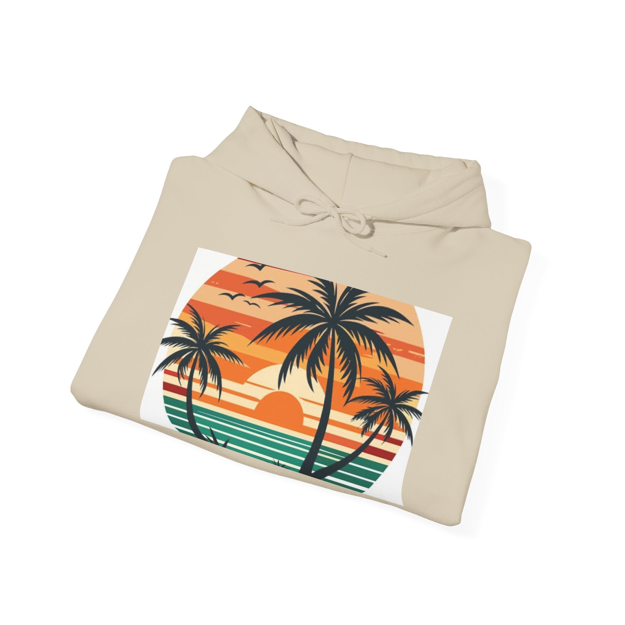 Sunset Palm Hoodie – Retro Beach Sunset Pullover