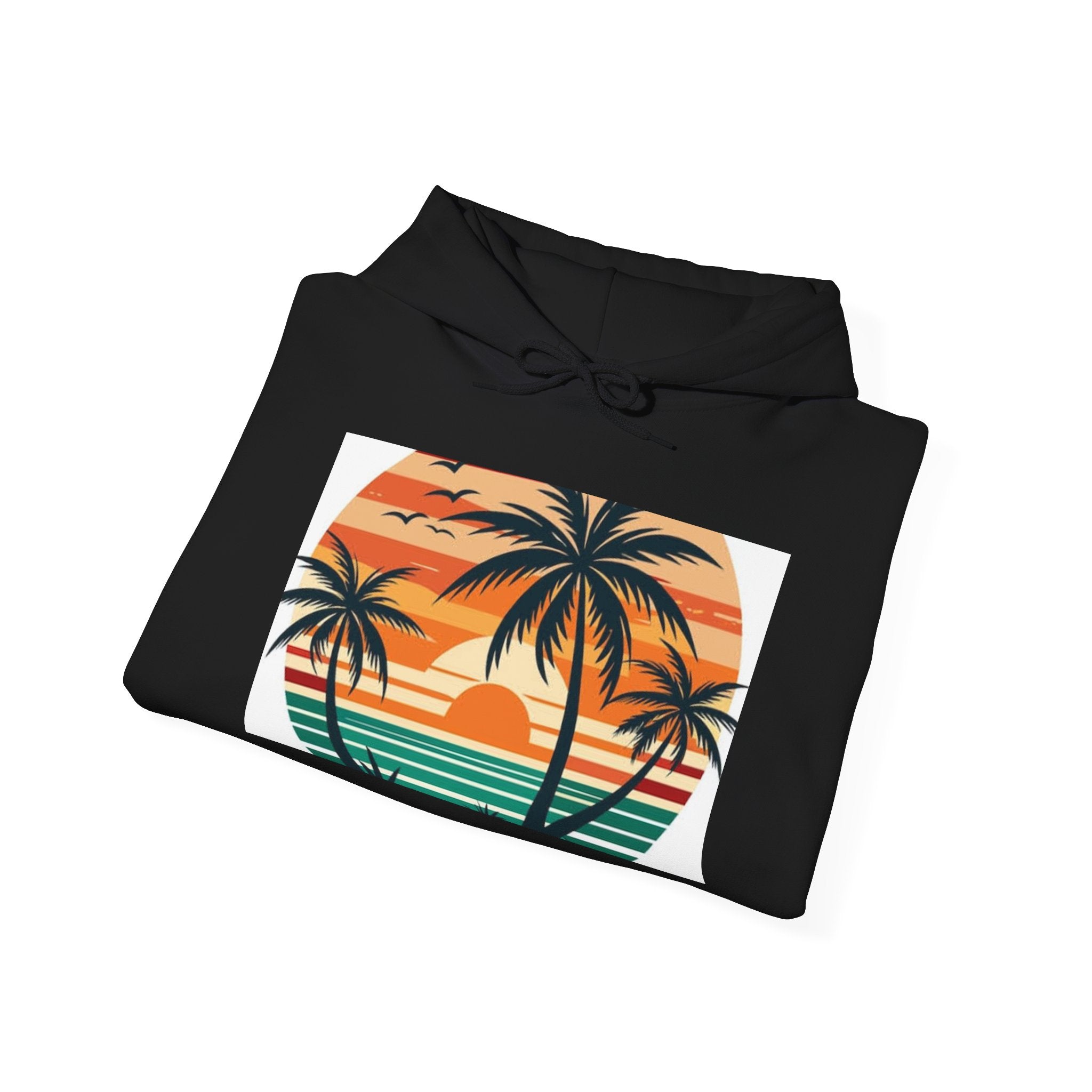 Sunset Palm Hoodie – Retro Beach Sunset Pullover