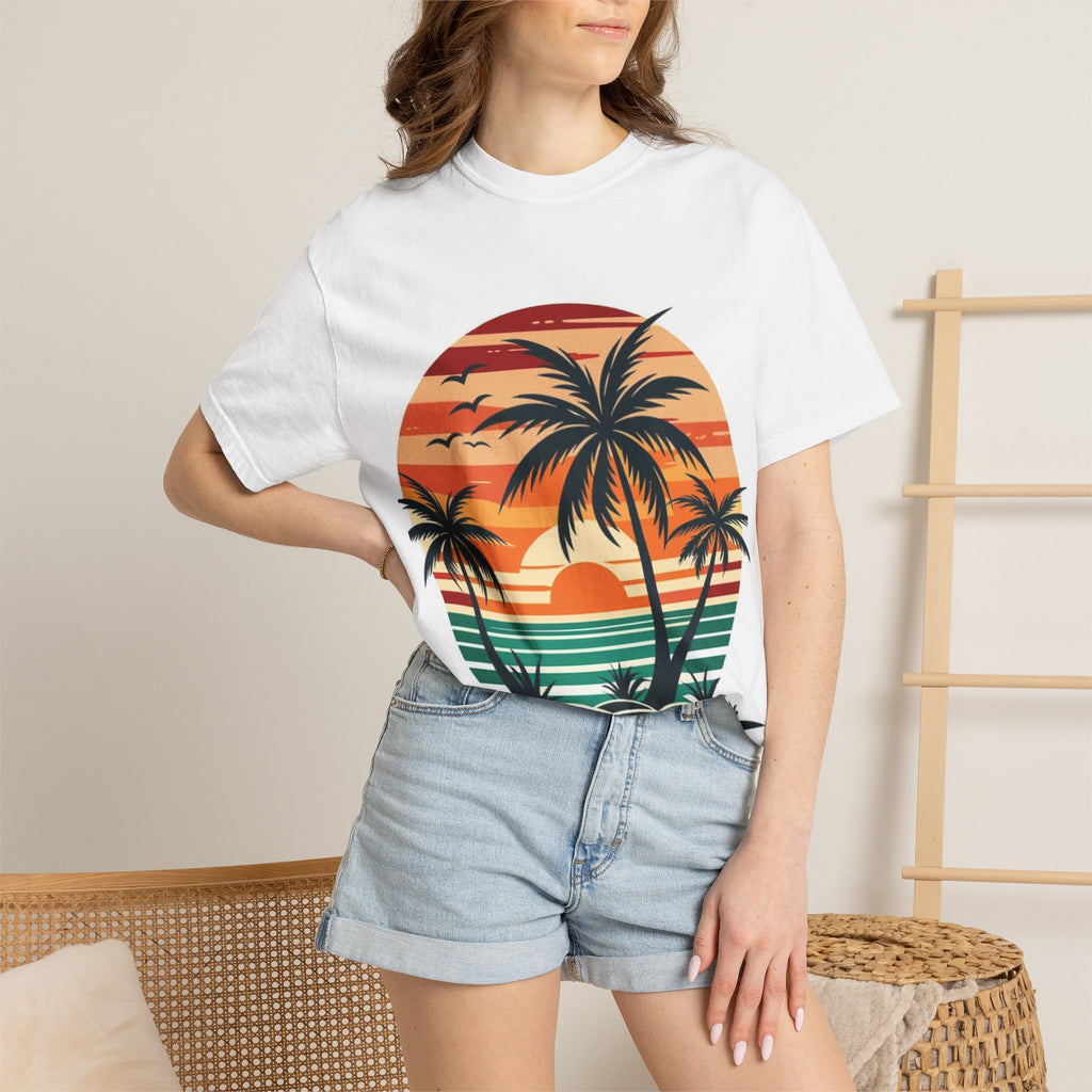 T-Shirt — Retro Palm Sunset Beach Graphic Tee