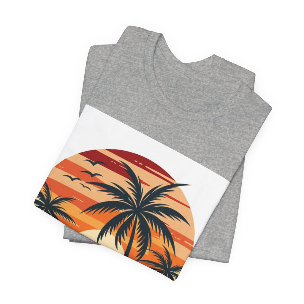 Retro Sunset Palm T-Shirt — Vintage Beach Vacation Tee