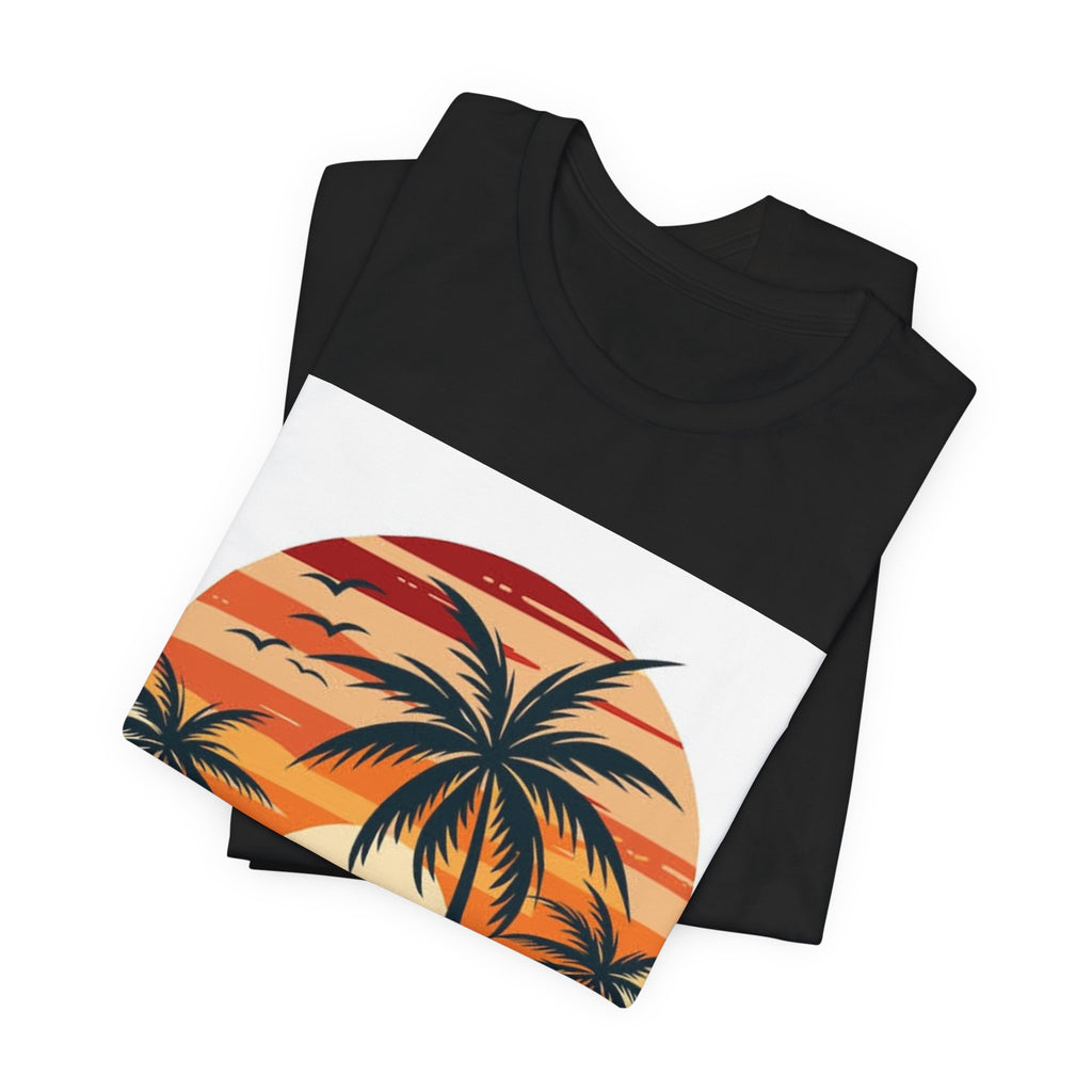 Retro Sunset Palm T-Shirt — Vintage Beach Vacation Tee