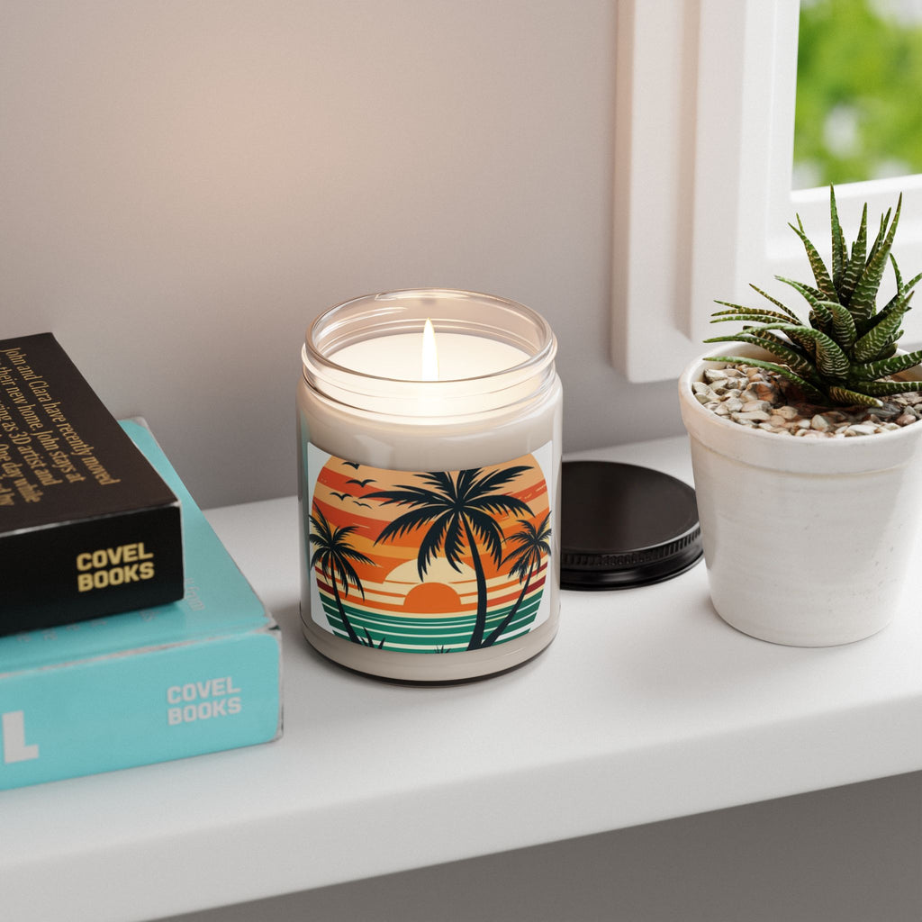 Tropical Sunset Soy Candle — 9oz Scented Beach Palm Jar
