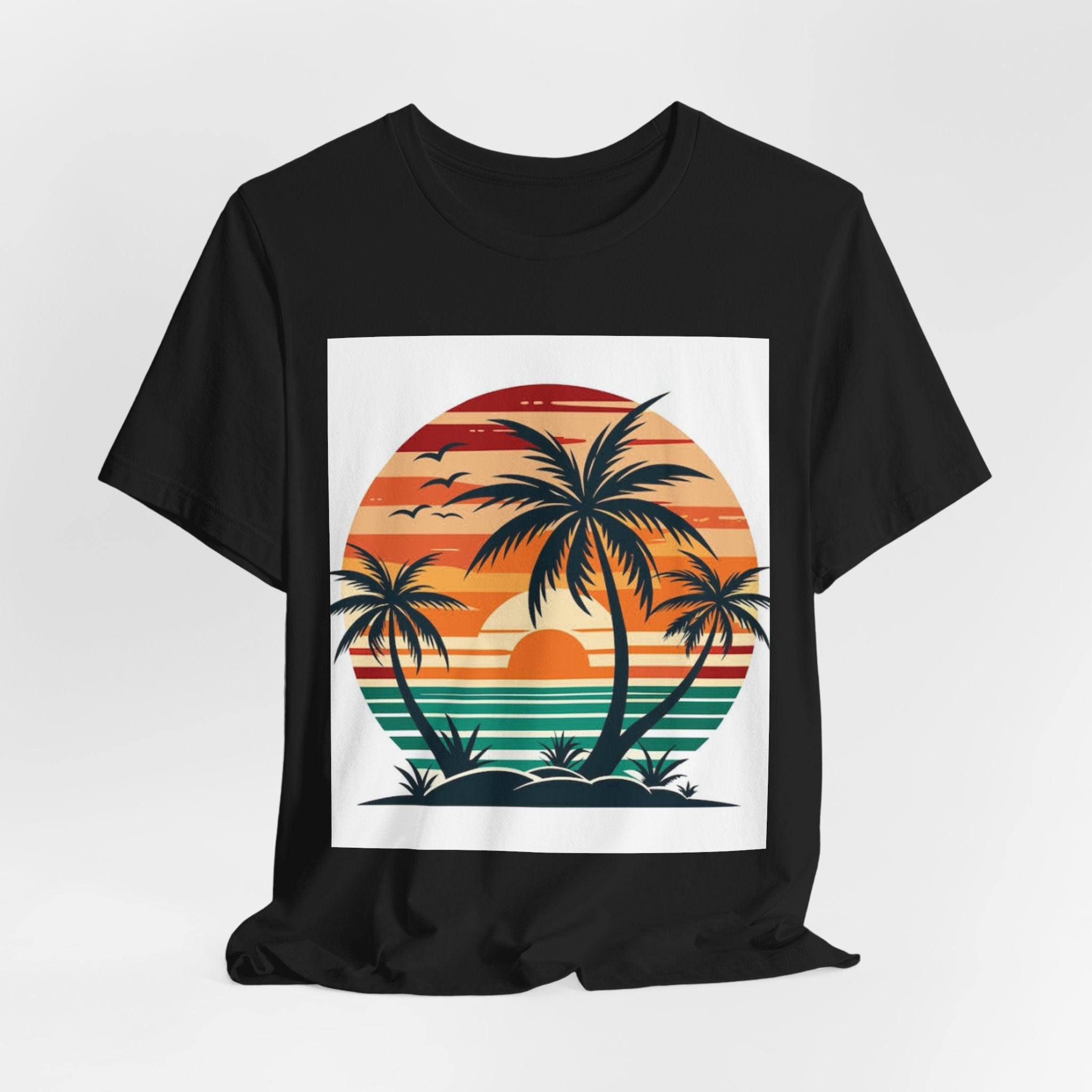 Retro Sunset Palm T-Shirt — Vintage Beach Vacation Tee