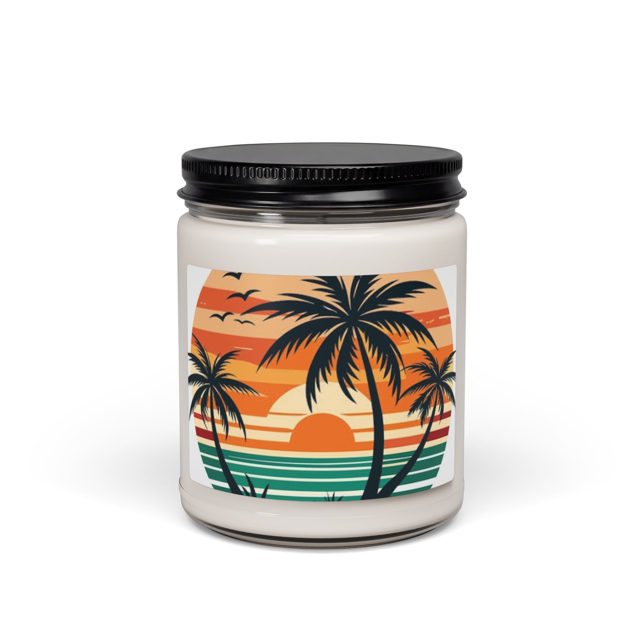 Tropical Sunset Soy Candle — 9oz Scented Beach Palm Jar