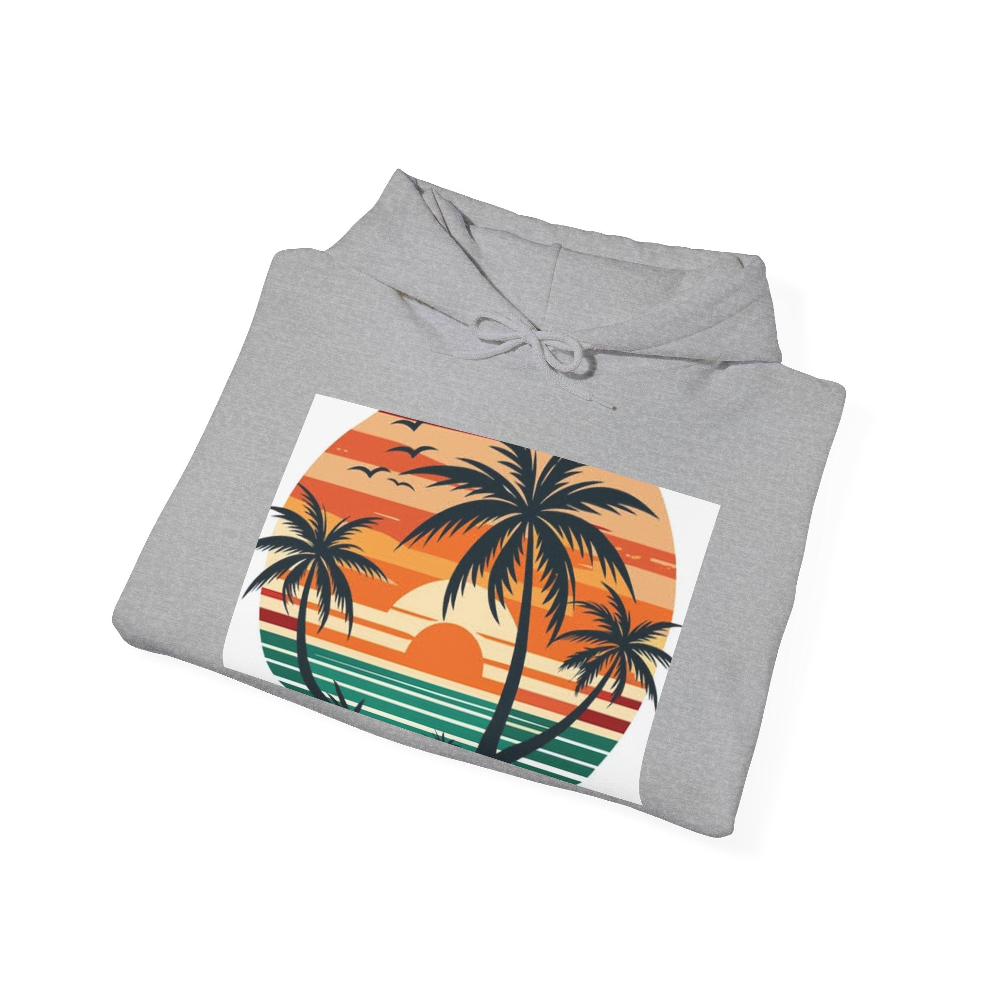 Sunset Palm Hoodie – Retro Beach Sunset Pullover
