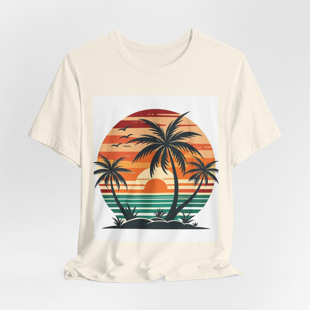 Retro Sunset Palm T-Shirt — Vintage Beach Vacation Tee
