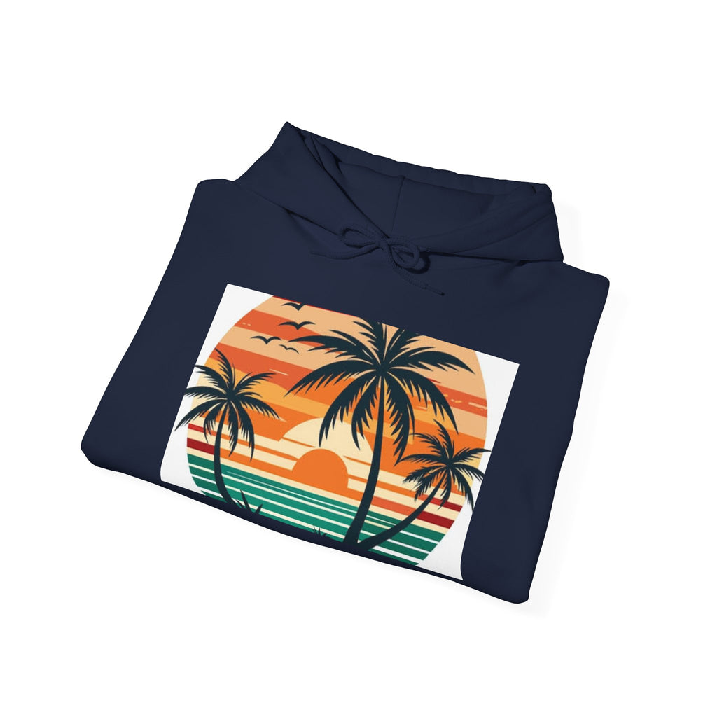 Sunset Palm Hoodie – Retro Beach Sunset Pullover