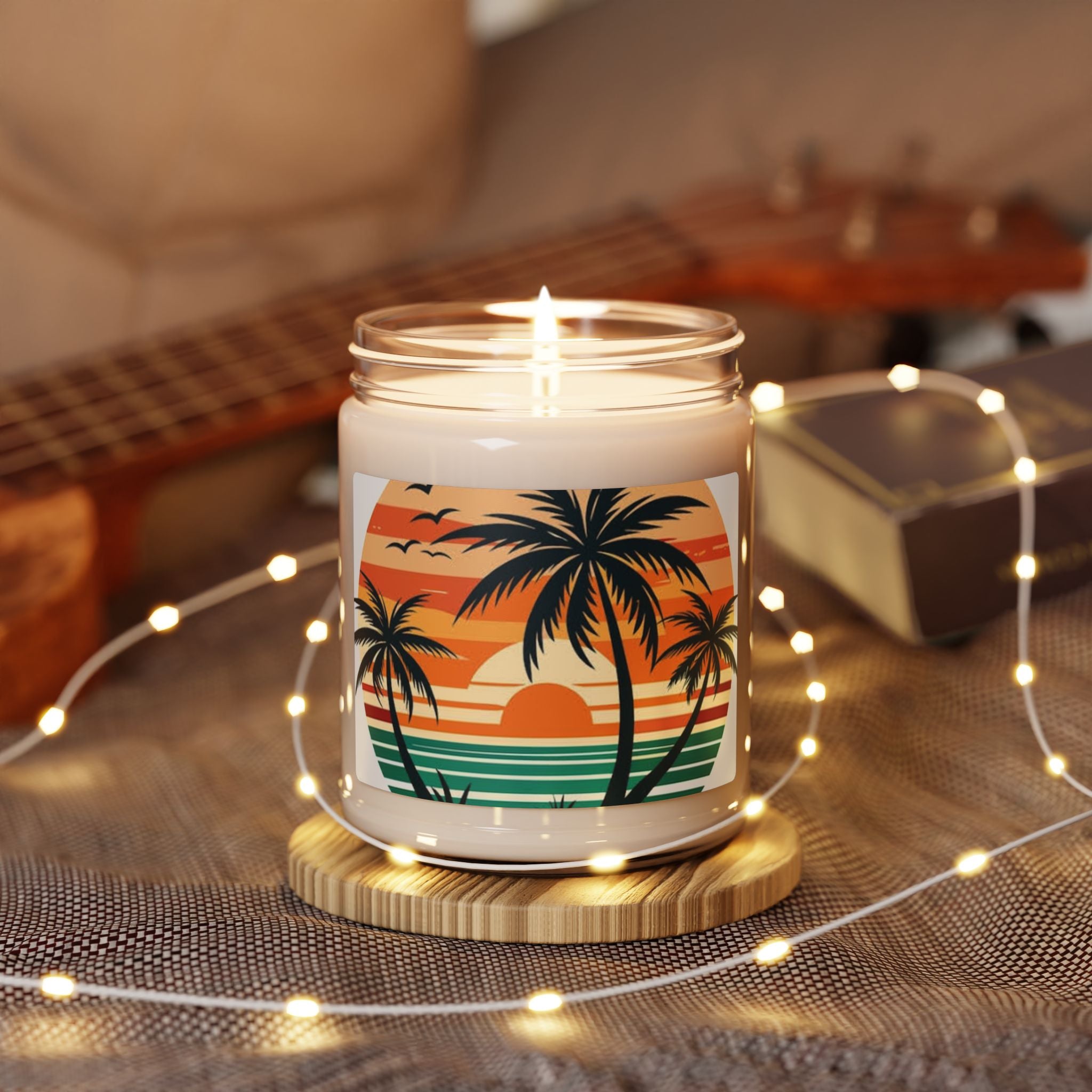 Tropical Sunset Soy Candle — 9oz Scented Beach Palm Jar