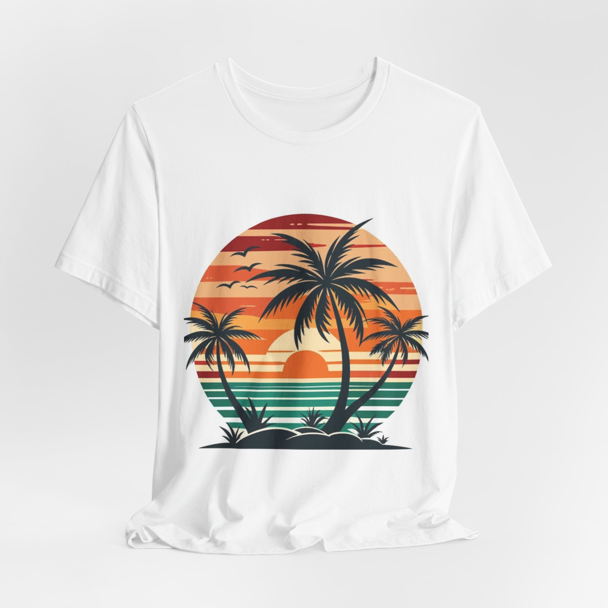 Retro Sunset Palm T-Shirt — Vintage Beach Vacation Tee